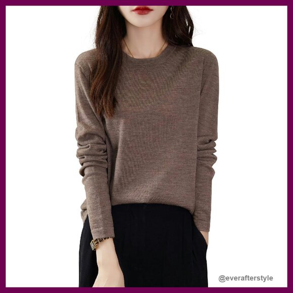 Merino Wool Base Layer Crewneck Long Sleeve Thermal Tee Travel Hiking